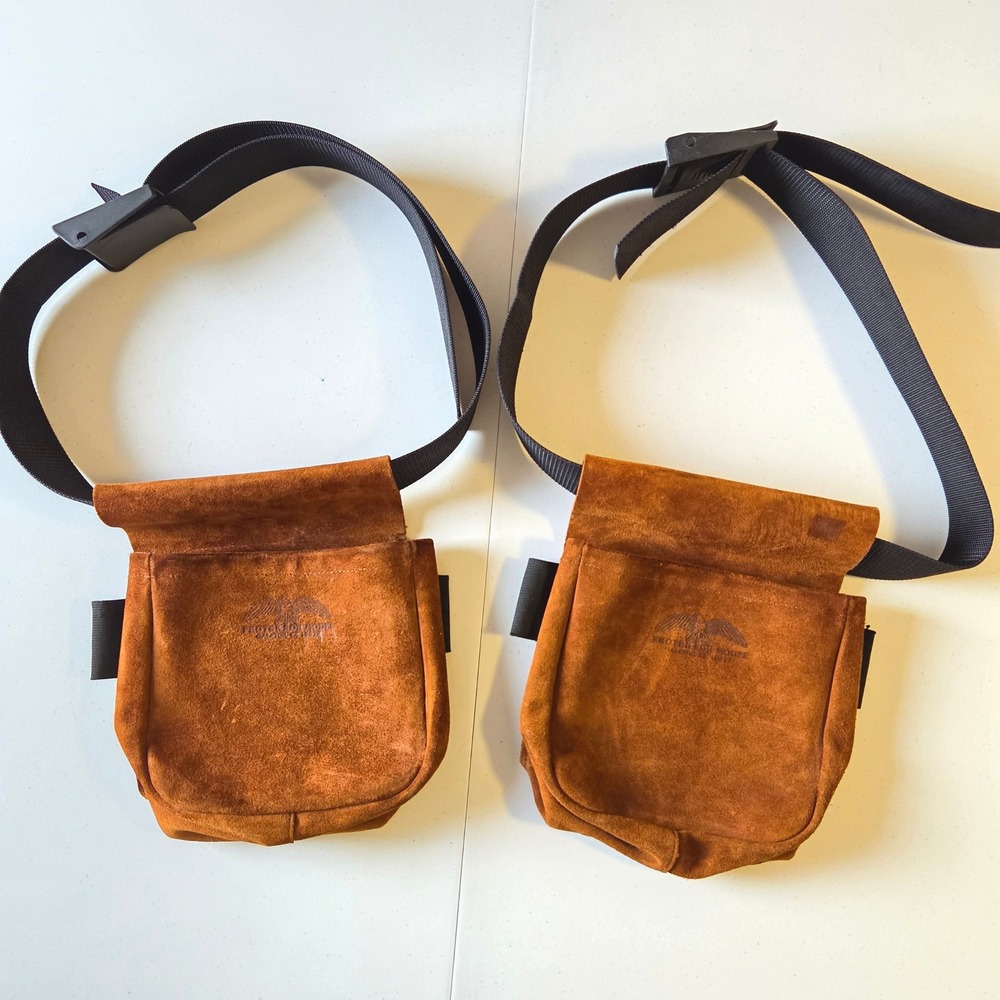 Vintage Protektor Model Trap Skeet Suede Shell Bags Pouches USA Pair 23B